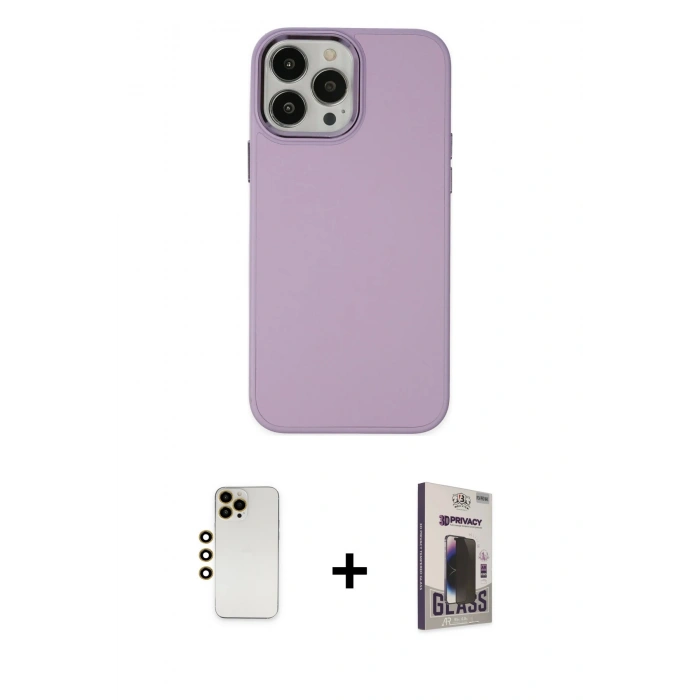 MARSİLYAN™- iPhone 13 Pro Max Kılıf Çekirdek Çizgi - Siyah Bilvis Hayalet Cam Ekran Koruyucu + Shine Kamera Lens - GD