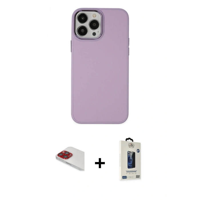 MARSİLYAN™- iPhone 13 Pro Max Kılıf Çekirdek Çizgi - Siyah Bilvis Hayalet Cam Ekran Koruyucu + Pers Alüminyum Kamera Lens - KI
