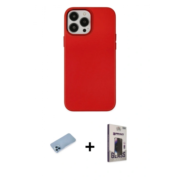 MARSİLYAN™- iPhone 13 Pro Max Kılıf Çekirdek Çizgi - Siyah Bilvis Hayalet Cam Ekran Koruyucu + Shine Kamera Lens Koruma Cam - MI