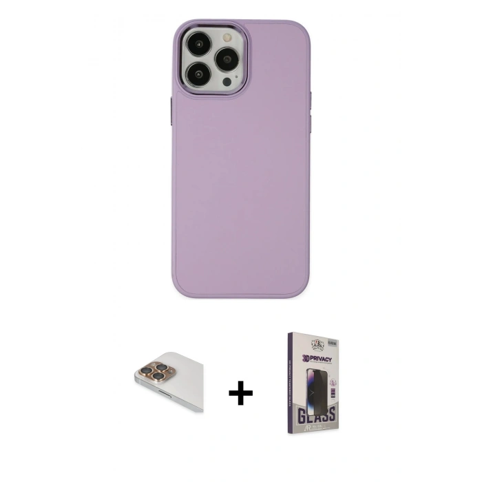 MARSİLYAN™- iPhone 13 Pro Max Kılıf Çekirdek Çizgi - Siyah Bilvis Hayalet Cam Ekran Koruyucu + Pers Alüminyum Kamera Lens - GD