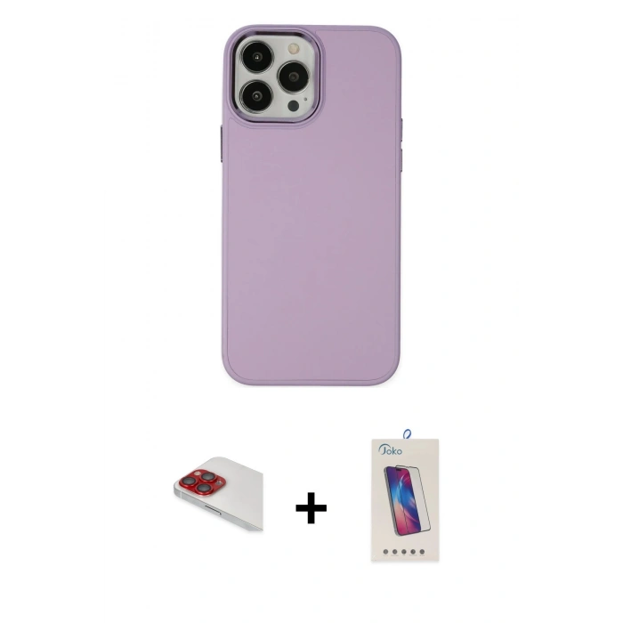 MARSİLYAN™- iPhone 13 Pro Max Kılıf Çekirdek Çizgi - Siyah Joko 5D Cam + Pers Alüminyum Kamera Lens - KI