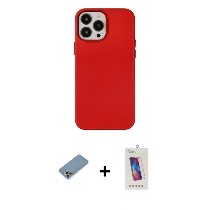 MARSİLYAN™- iPhone 13 Pro Max Kılıf Çekirdek Çizgi - Siyah Joko 5D Cam + Shine Kamera Lens Koruma Cam - GI