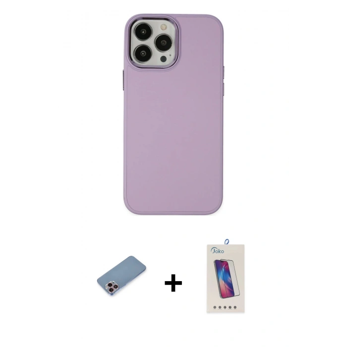 MARSİLYAN™- iPhone 13 Pro Max Kılıf Çekirdek Çizgi - Siyah Joko 5D Cam + Shine Kamera Lens Koruma Cam - PE
