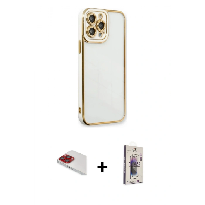MARSİLYAN™- iPhone 13 Pro Max Kılıf Çekirdek Klasik Serisi - Siyah Bilvis 3D Cam Ekran Koruyucu + Pers Alüminyum Kamera Lens - KI