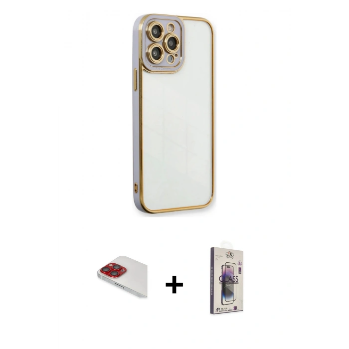MARSİLYAN™- iPhone 13 Pro Max Kılıf Çekirdek Klasik Serisi - Siyah Bilvis 3D Cam Ekran Koruyucu + Pers Alüminyum Kamera Lens - KI