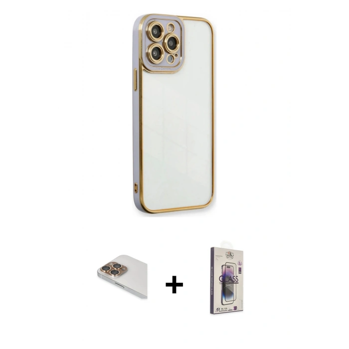 MARSİLYAN™- iPhone 13 Pro Max Kılıf Çekirdek Klasik Serisi - Siyah Bilvis 3D Cam Ekran Koruyucu + Pers Alüminyum Kamera Lens - GD