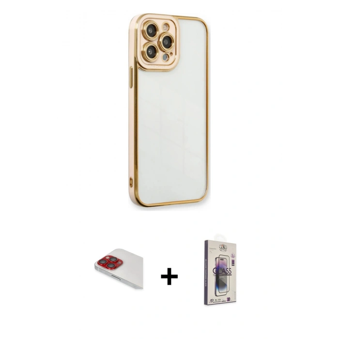 MARSİLYAN™- iPhone 13 Pro Max Kılıf Çekirdek Klasik Serisi - Siyah Bilvis 3D Cam Ekran Koruyucu + Pers Alüminyum Kamera Lens - KI
