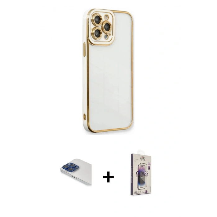 MARSİLYAN™- iPhone 13 Pro Max Kılıf Çekirdek Klasik Serisi - Siyah Bilvis 3D Cam Ekran Koruyucu + Pers Alüminyum Kamera Lens - LT