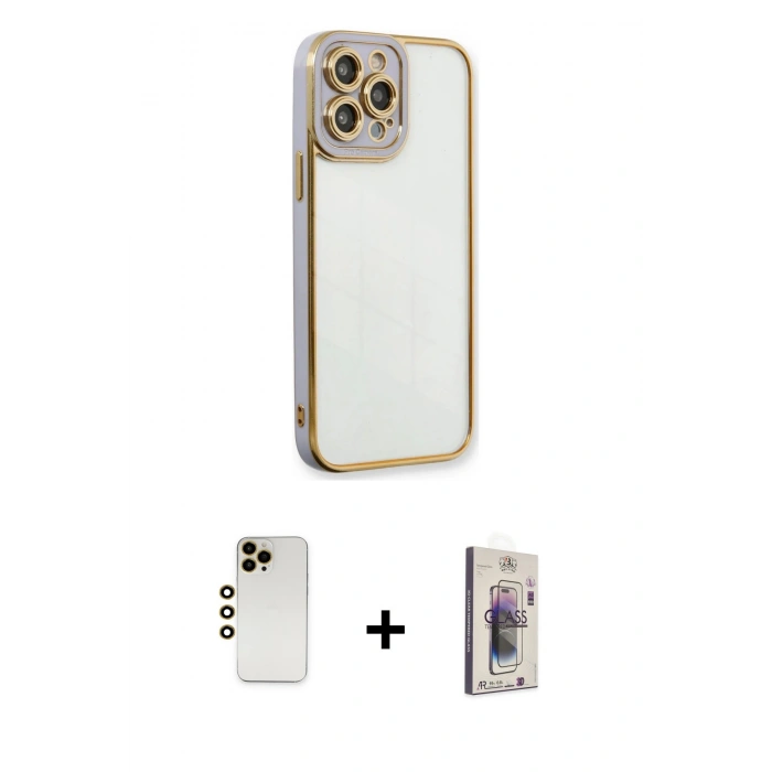MARSİLYAN™- iPhone 13 Pro Max Kılıf Çekirdek Klasik Serisi - Siyah Bilvis 3D Cam Ekran Koruyucu + Shine Kamera Lens - GD