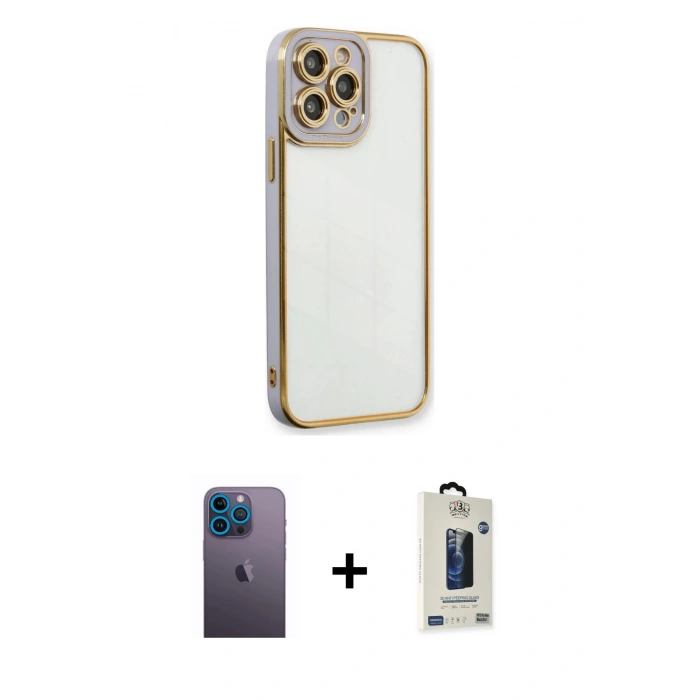 MARSİLYAN™- iPhone 13 Pro Max Kılıf Çekirdek Klasik Serisi - Siyah Bilvis Hayalet Cam Ekran Koruyucu + Neon Fosforlu Kamera Lens - MI
