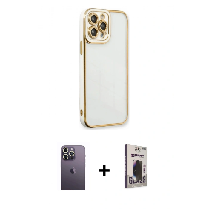 MARSİLYAN™- iPhone 13 Pro Max Kılıf Çekirdek Klasik Serisi - Siyah Bilvis Hayalet Cam Ekran Koruyucu + Neon Fosforlu Kamera Lens - BZ