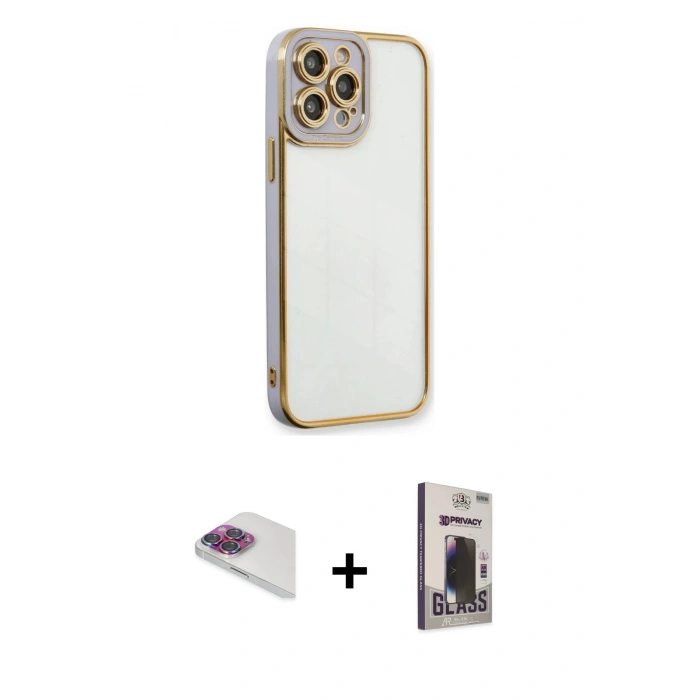MARSİLYAN™- iPhone 13 Pro Max Kılıf Çekirdek Klasik Serisi - Siyah Bilvis Hayalet Cam Ekran Koruyucu + Pers Alüminyum Kamera Lens - GI