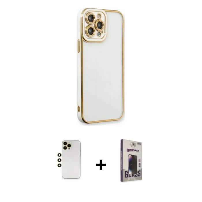 MARSİLYAN™- iPhone 13 Pro Max Kılıf Çekirdek Klasik Serisi - Siyah Bilvis Hayalet Cam Ekran Koruyucu + Shine Kamera Lens - GD