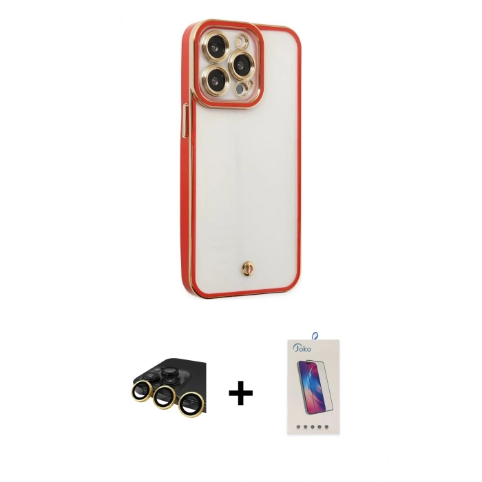 MARSİLYAN™- iPhone 13 Pro Max Kılıf Çekirdek Klasik Serisi - Siyah Joko 5D Cam + Raze Metal Kamera Lens - GD