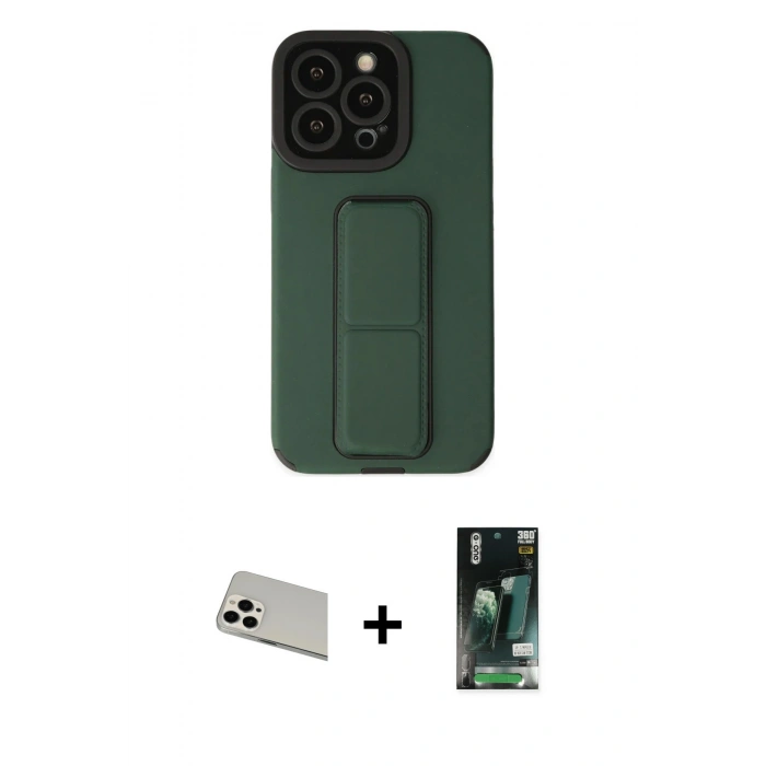 MARSİLYAN™- iPhone 13 Pro Max Kılıf Çekirdek Yansıma - Şeffaf 360 Full Body Arka Koruyucu + Beyaz Rainbow Kamera Lens Koruma Cam