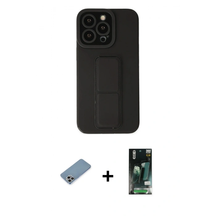 MARSİLYAN™- iPhone 13 Pro Max Kılıf Çekirdek Yansıma - Şeffaf 360 Full Body Arka Koruyucu + Shine Kamera Lens Koruma Cam - GI
