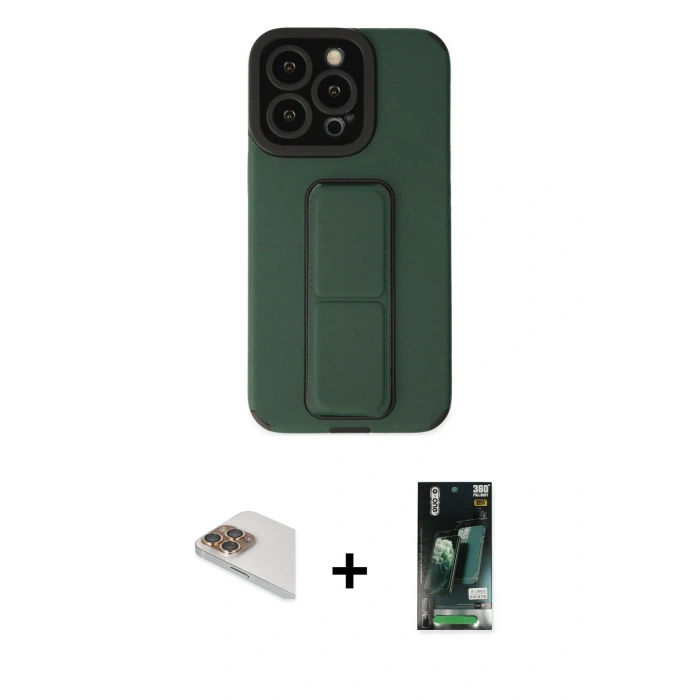 MARSİLYAN™- iPhone 13 Pro Max Kılıf Çekirdek Yansıma - Şeffaf 360 Full Body Arka Koruyucu + Pers Alüminyum Kamera Lens - GD