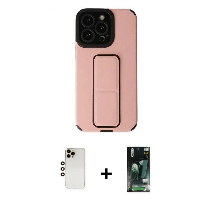 MARSİLYAN™- iPhone 13 Pro Max Kılıf Çekirdek Yansıma - Şeffaf 360 Full Body Arka Koruyucu + Shine Kamera Lens - GD