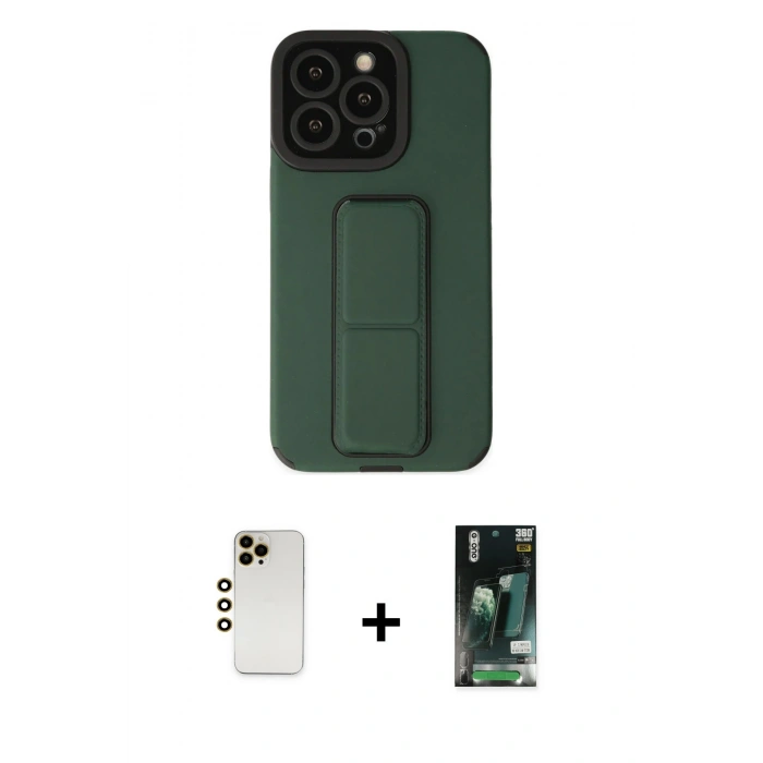 MARSİLYAN™- iPhone 13 Pro Max Kılıf Çekirdek Yansıma - Şeffaf 360 Full Body Arka Koruyucu + Shine Kamera Lens - GD