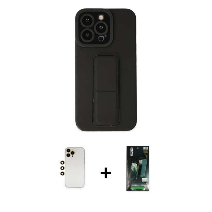 MARSİLYAN™- iPhone 13 Pro Max Kılıf Çekirdek Yansıma - Şeffaf 360 Full Body Arka Koruyucu + Shine Kamera Lens - GD