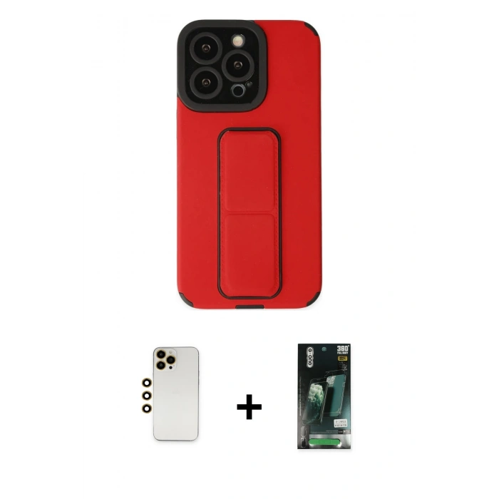 MARSİLYAN™- iPhone 13 Pro Max Kılıf Çekirdek Yansıma - Şeffaf 360 Full Body Arka Koruyucu + Shine Kamera Lens - GD