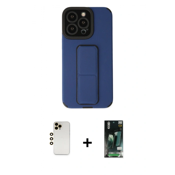MARSİLYAN™- iPhone 13 Pro Max Kılıf Çekirdek Yansıma - Şeffaf 360 Full Body Arka Koruyucu + Shine Kamera Lens - GD
