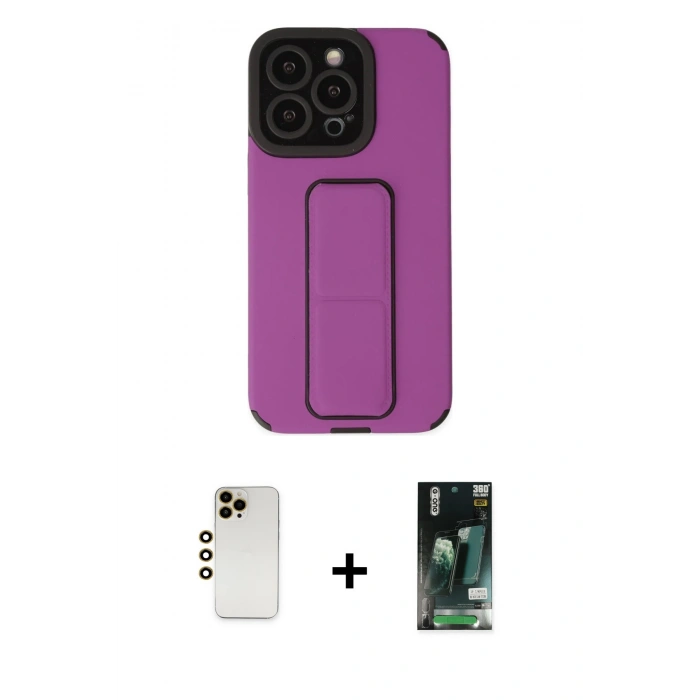 MARSİLYAN™- iPhone 13 Pro Max Kılıf Çekirdek Yansıma - Şeffaf 360 Full Body Arka Koruyucu + Shine Kamera Lens - GD