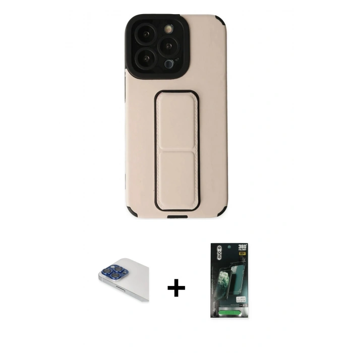 MARSİLYAN™- iPhone 13 Pro Max Kılıf Çekirdek Yansıma - Şeffaf 360 Full Body Arka Koruyucu + Lacivert Pers Alüminyum Kamera Lens