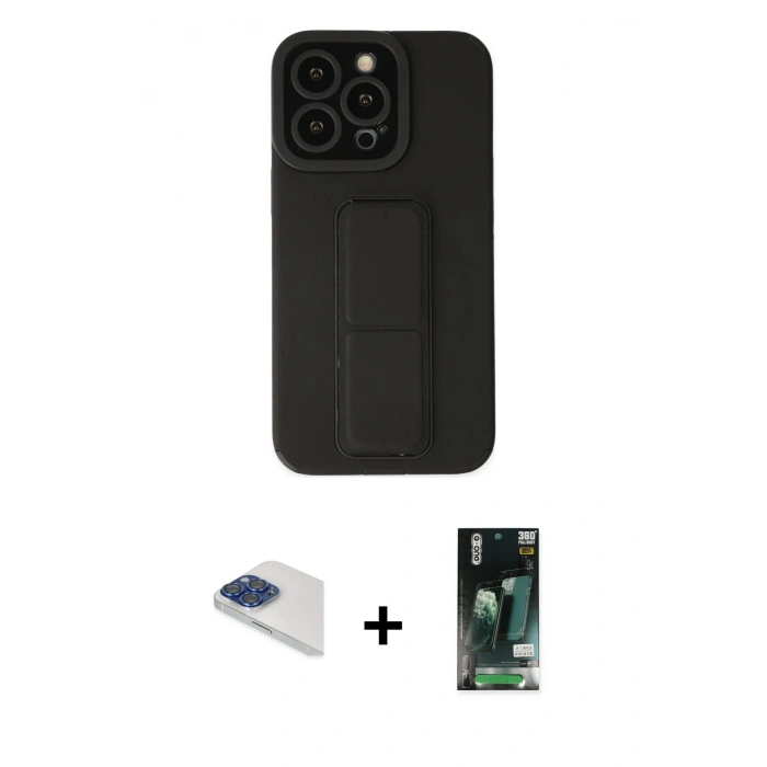 MARSİLYAN™- iPhone 13 Pro Max Kılıf Çekirdek Yansıma - Şeffaf 360 Full Body Arka Koruyucu + Lacivert Pers Alüminyum Kamera Lens