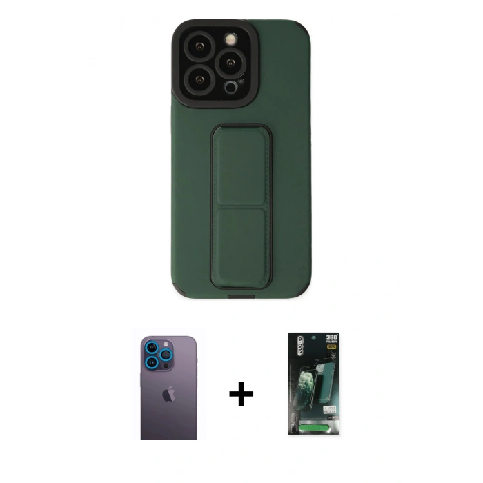 MARSİLYAN™- iPhone 13 Pro Max Kılıf Çekirdek Yansıma - Şeffaf 360 Full Body Arka Koruyucu + Neon Fosforlu Kamera Lens - MI