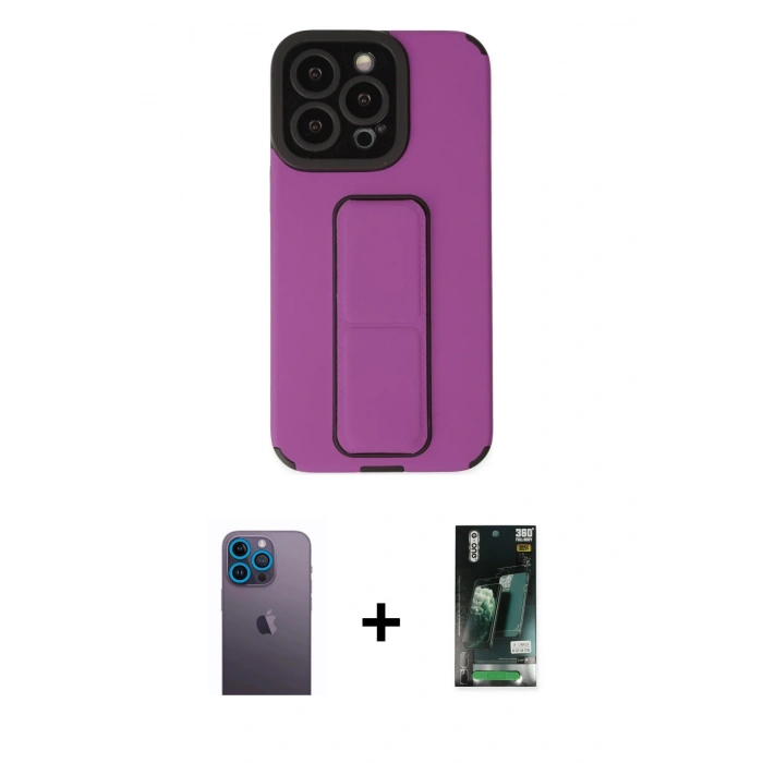 MARSİLYAN™- iPhone 13 Pro Max Kılıf Çekirdek Yansıma - Şeffaf 360 Full Body Arka Koruyucu + Neon Fosforlu Kamera Lens - MI