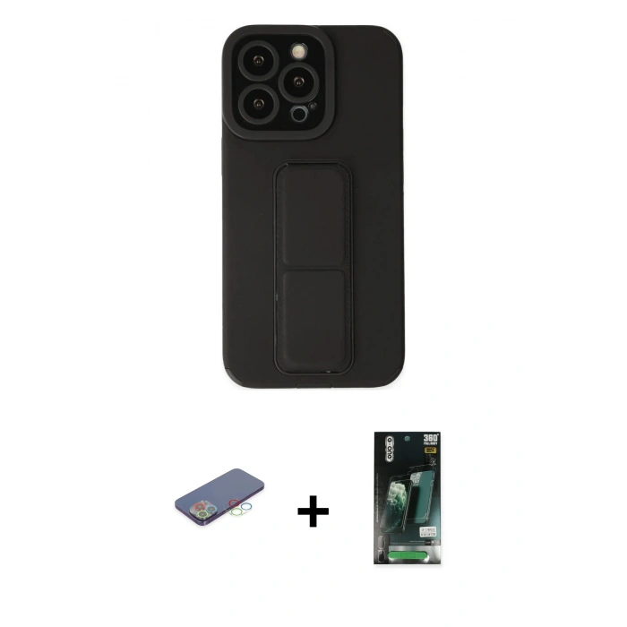 MARSİLYAN™- iPhone 13 Pro Max Kılıf Çekirdek Yansıma - Şeffaf 360 Full Body Arka Koruyucu + Renkli Kamera Lens Koruma Cam - MI