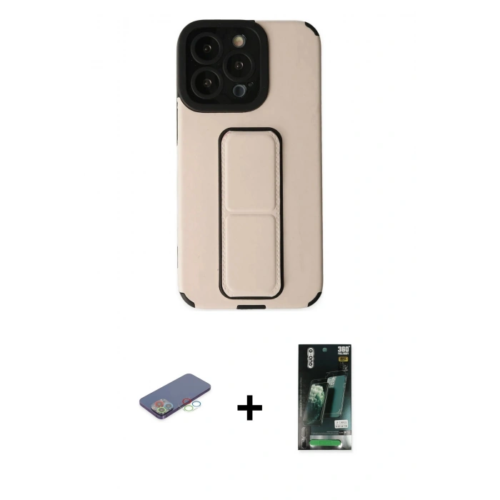 MARSİLYAN™- iPhone 13 Pro Max Kılıf Çekirdek Yansıma - Şeffaf 360 Full Body Arka Koruyucu + Renkli Kamera Lens Koruma Cam - MI