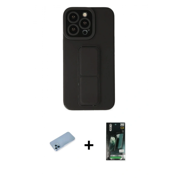 MARSİLYAN™- iPhone 13 Pro Max Kılıf Çekirdek Yansıma - Şeffaf 360 Full Body Arka Koruyucu + Shine Kamera Lens Koruma Cam - MI