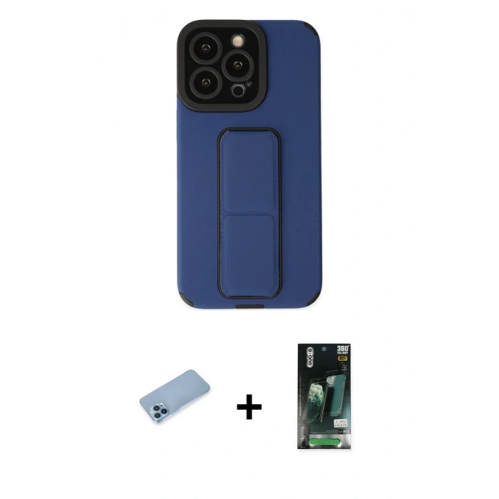 MARSİLYAN™- iPhone 13 Pro Max Kılıf Çekirdek Yansıma - Şeffaf 360 Full Body Arka Koruyucu + Shine Kamera Lens Koruma Cam - MI