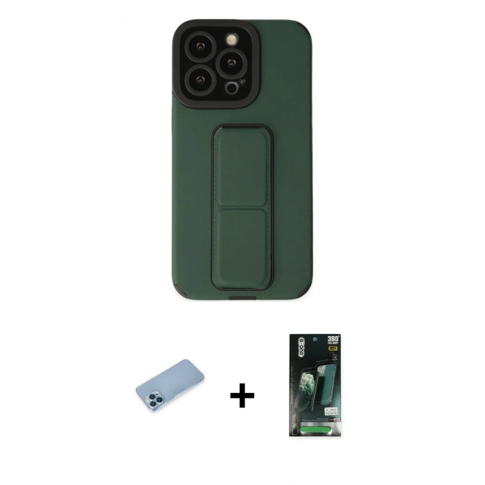 MARSİLYAN™- iPhone 13 Pro Max Kılıf Çekirdek Yansıma - Şeffaf 360 Full Body Arka Koruyucu + Shine Kamera Lens Koruma Cam - MI