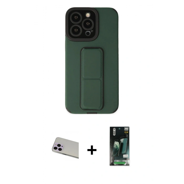 MARSİLYAN™- iPhone 13 Pro Max Kılıf Çekirdek Yansıma - Şeffaf 360 Full Body Arka Koruyucu + Rainbow Kamera Lens Koruma Cam - MR