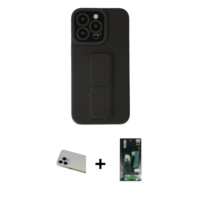 MARSİLYAN™- iPhone 13 Pro Max Kılıf Çekirdek Yansıma - Şeffaf 360 Full Body Arka Koruyucu + Rainbow Kamera Lens Koruma Cam - MR