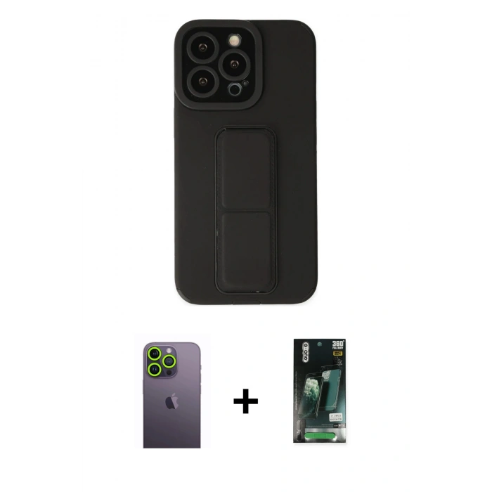 MARSİLYAN™- iPhone 13 Pro Max Kılıf Çekirdek Yansıma - Şeffaf 360 Full Body Arka Koruyucu + Neon Fosforlu Kamera Lens - YL