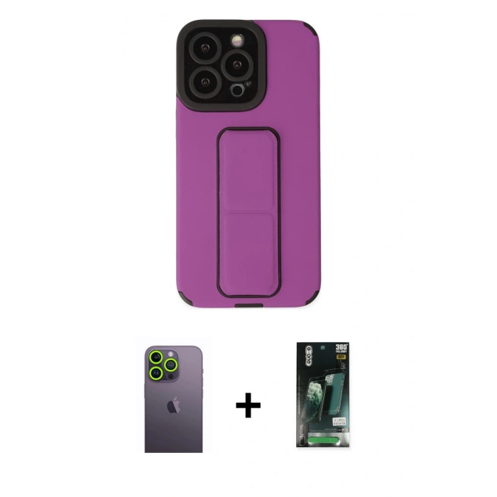 MARSİLYAN™- iPhone 13 Pro Max Kılıf Çekirdek Yansıma - Şeffaf 360 Full Body Arka Koruyucu + Neon Fosforlu Kamera Lens - YL