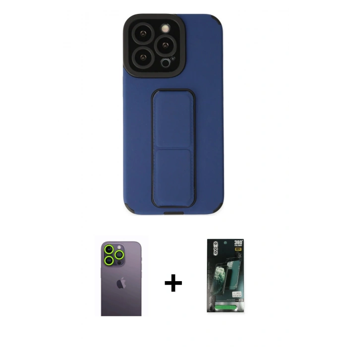 MARSİLYAN™- iPhone 13 Pro Max Kılıf Çekirdek Yansıma - Şeffaf 360 Full Body Arka Koruyucu + Neon Fosforlu Kamera Lens - YL
