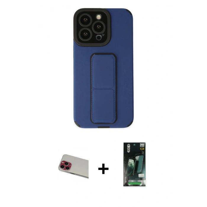 MARSİLYAN™- iPhone 13 Pro Max Kılıf Çekirdek Yansıma - Şeffaf 360 Full Body Arka Koruyucu + Rainbow Kamera Lens Koruma Cam - KI