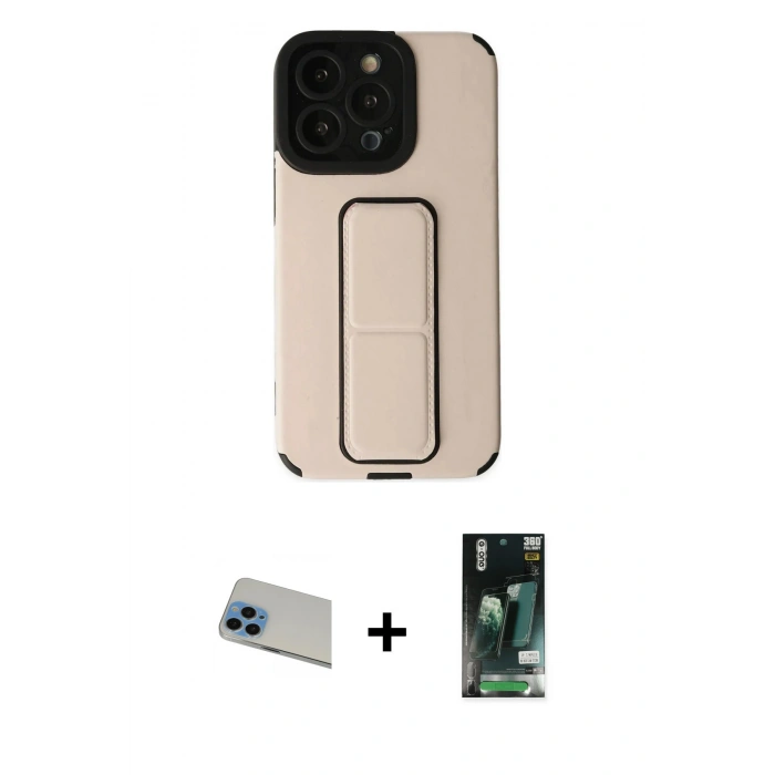 MARSİLYAN™- iPhone 13 Pro Max Kılıf Çekirdek Yansıma - Şeffaf 360 Full Body Arka Koruyucu + Rainbow Kamera Lens Koruma Cam - MI