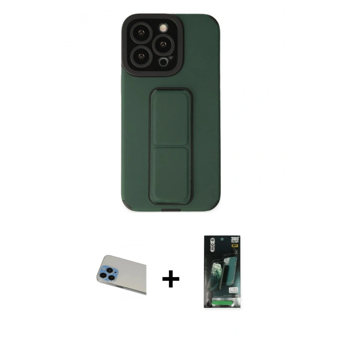 MARSİLYAN™- iPhone 13 Pro Max Kılıf Çekirdek Yansıma - Şeffaf 360 Full Body Arka Koruyucu + Rainbow Kamera Lens Koruma Cam - MI