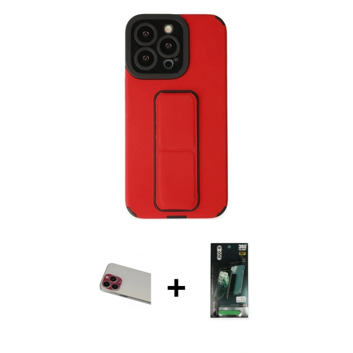 MARSİLYAN™- iPhone 13 Pro Max Kılıf Çekirdek Yansıma - Şeffaf 360 Full Body Arka Koruyucu + Rainbow Kamera Lens Koruma Cam - KI