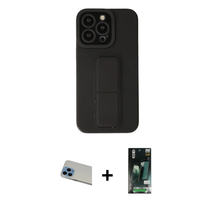 MARSİLYAN™- iPhone 13 Pro Max Kılıf Çekirdek Yansıma - Şeffaf 360 Full Body Arka Koruyucu + Rainbow Kamera Lens Koruma Cam - MI