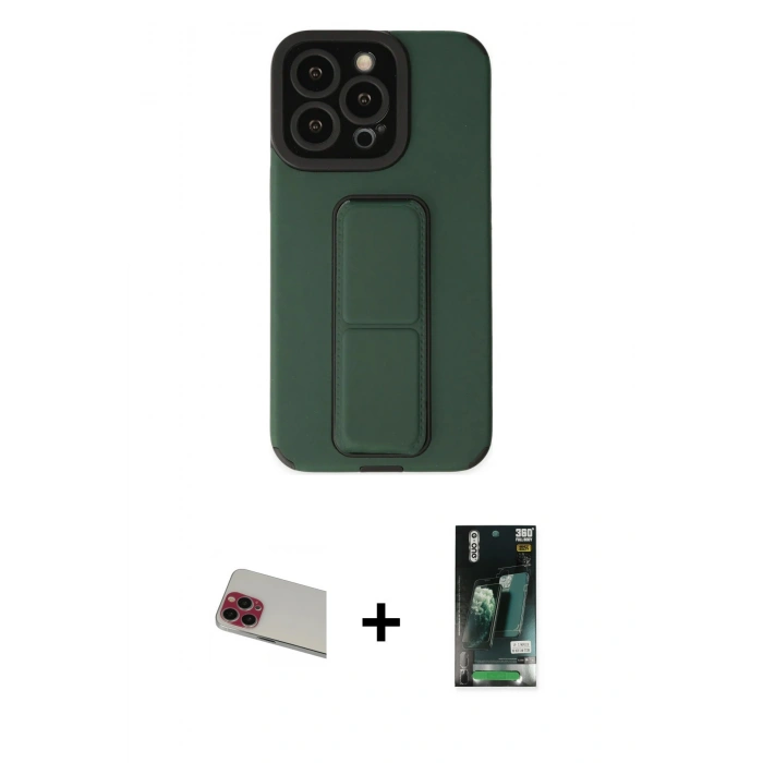 MARSİLYAN™- iPhone 13 Pro Max Kılıf Çekirdek Yansıma - Şeffaf 360 Full Body Arka Koruyucu + Rainbow Kamera Lens Koruma Cam - KI