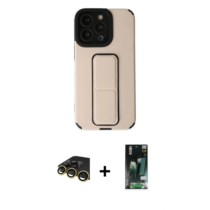 MARSİLYAN™- iPhone 13 Pro Max Kılıf Çekirdek Yansıma - Şeffaf 360 Full Body Arka Koruyucu + Raze Metal Kamera Lens - GD