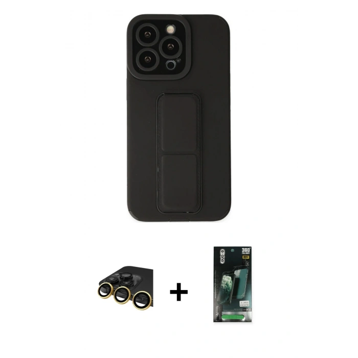 MARSİLYAN™- iPhone 13 Pro Max Kılıf Çekirdek Yansıma - Şeffaf 360 Full Body Arka Koruyucu + Raze Metal Kamera Lens - GD
