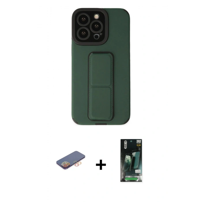MARSİLYAN™- iPhone 13 Pro Max Kılıf Çekirdek Yansıma - Şeffaf 360 Full Body Arka Koruyucu + Renkli Kamera Lens Koruma Cam - TU